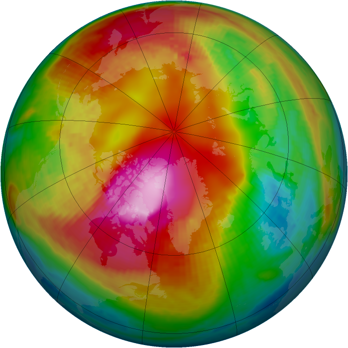 Arctic ozone map for 13 February 2001